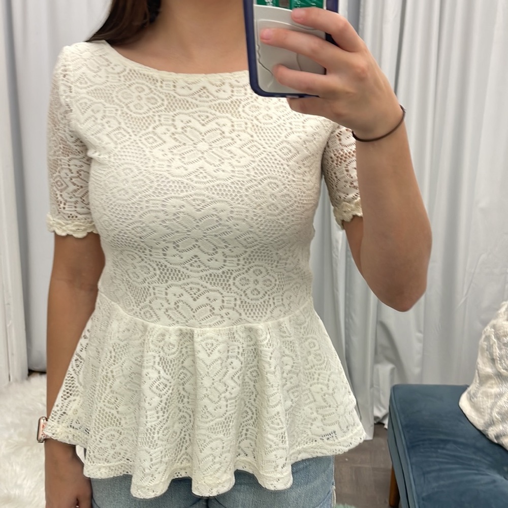 Basically me off white lace top